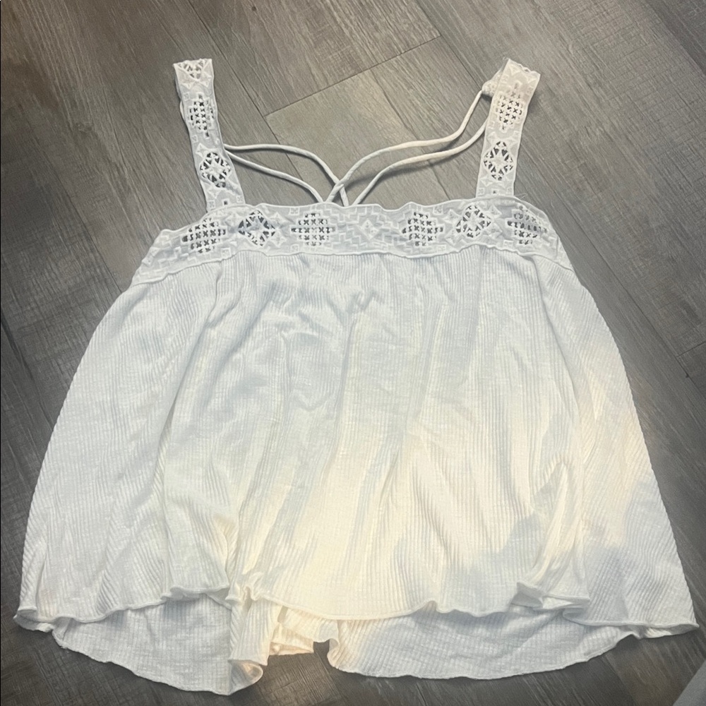 Lucky Brand White Crochet Detail Top